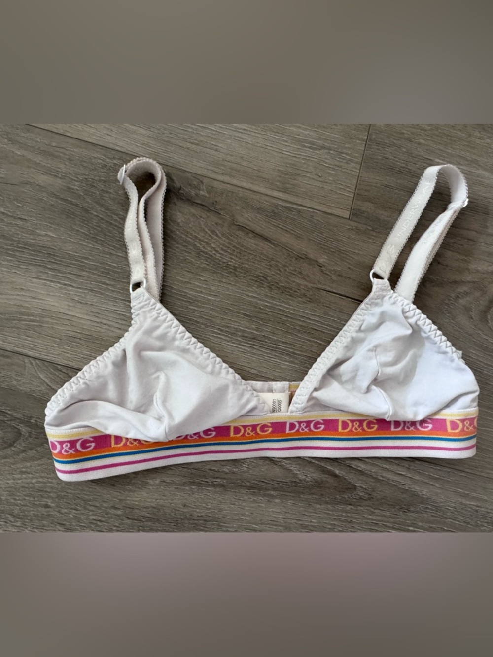 Vintage Dolce & Gabbana D&G Rainbow Logo Bralette Bra Y2K White XS 32A 32B